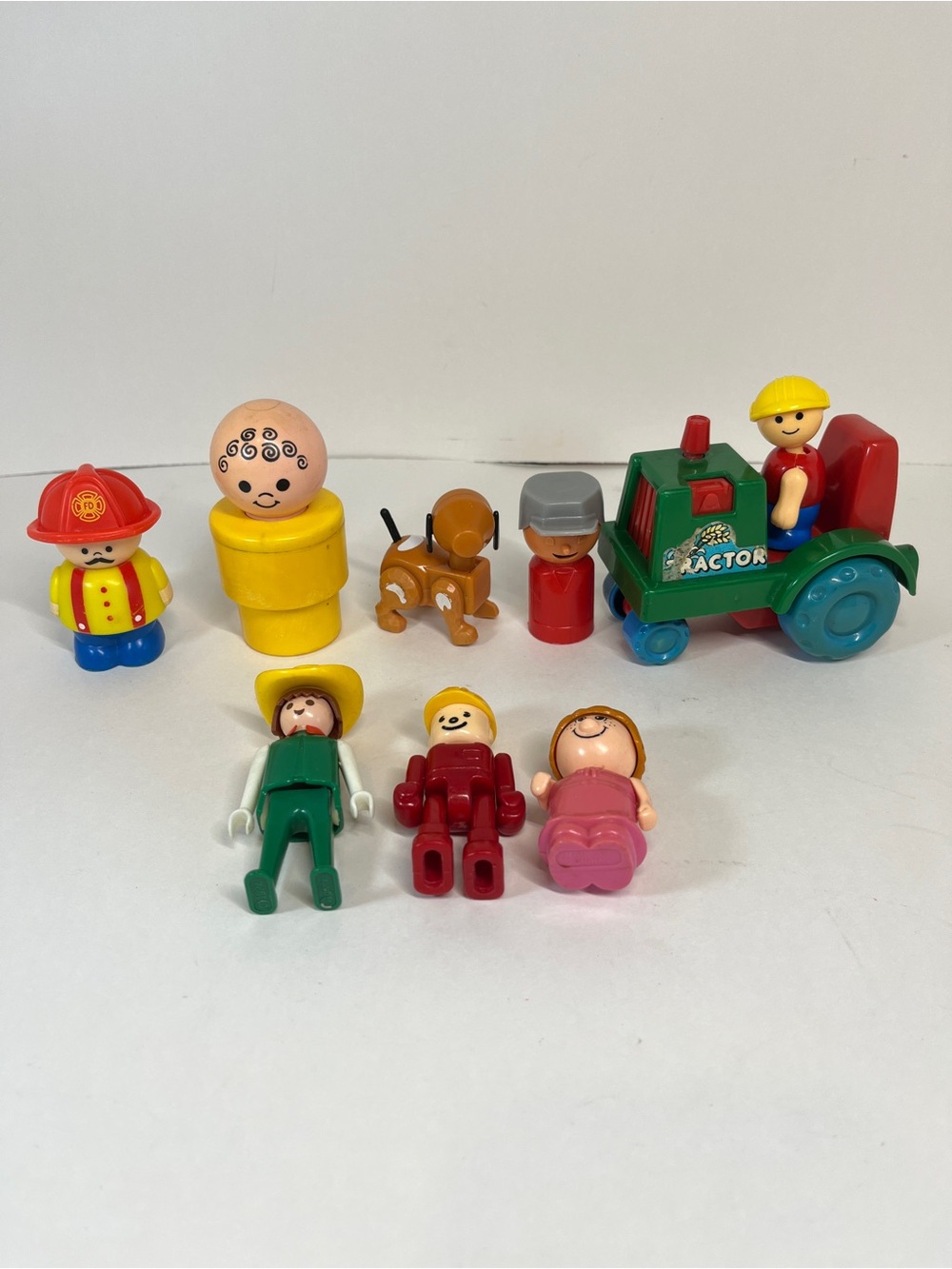 Vintage 70s - 90s Mixed Toy Figure Lot Fisher Price Playmates Shelcore Playmobil